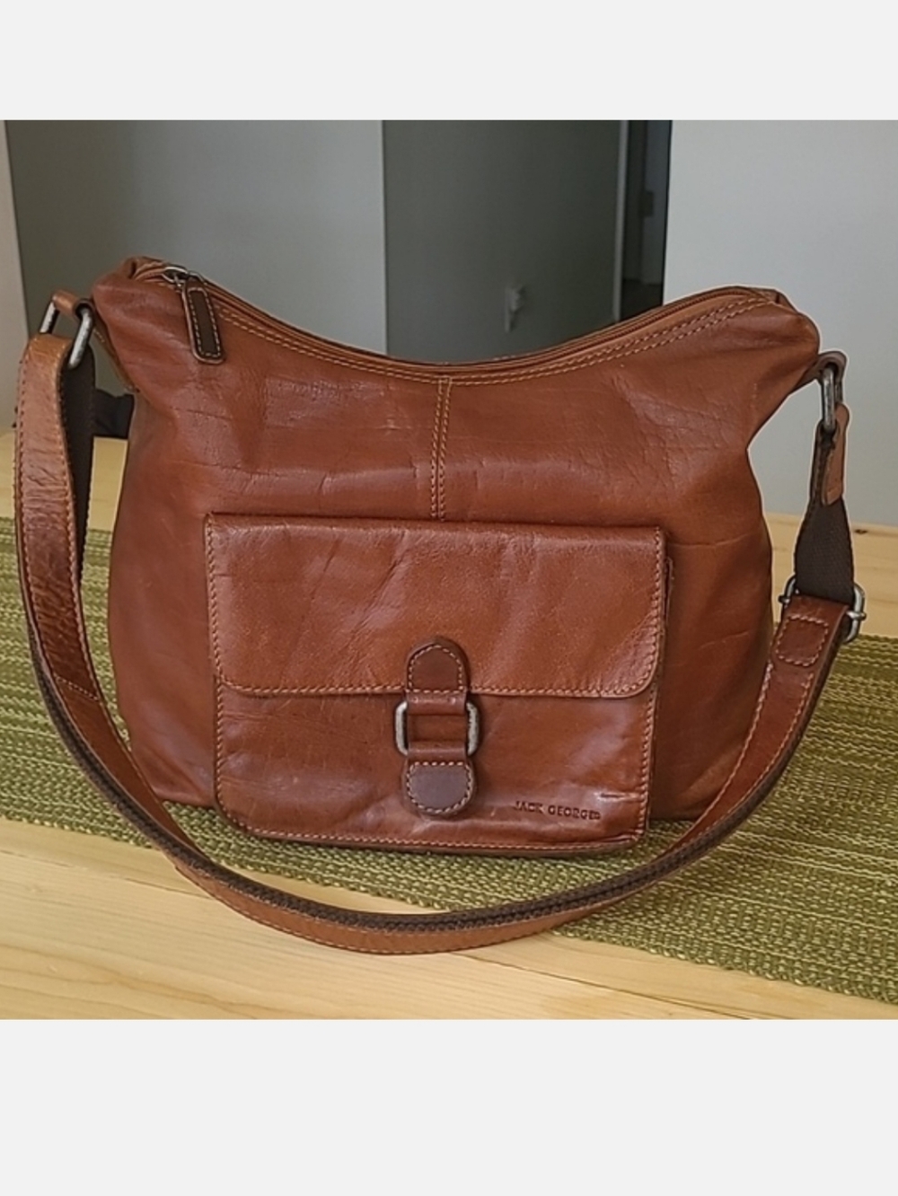 Jack Georges Crossbody Voyager Collection 7614 Buffalo Leather Bag